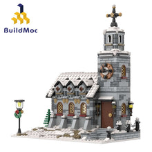 Load image into Gallery viewer, BuildMOC The Medieval Architecture Winter Chapel Building Blocks Christmas Church House Bricks Toys For Children Birthday Gifts
