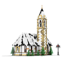 Load image into Gallery viewer, BuildMOC The Medieval Architecture Winter Chapel Building Blocks Christmas Church House Bricks Toys For Children Birthday Gifts
