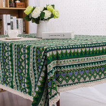 Load image into Gallery viewer, CFen A's Bohemian Quality  Dining Tablecloth Color Soft Cotton Stripe Multi Sizes Lacy Home Kitchen Banquet Table Cover 1 piece
