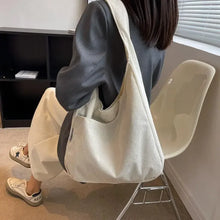 Load image into Gallery viewer, Canvas Shoulder Women's Tote Bag Corduroy Simple Casual Large Capacity Designer Handbags For Women Travel Solid Shopper Bag
