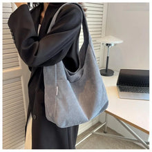 Load image into Gallery viewer, Canvas Shoulder Women's Tote Bag Corduroy Simple Casual Large Capacity Designer Handbags For Women Travel Solid Shopper Bag
