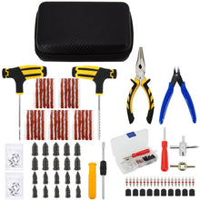 Load image into Gallery viewer, Car Tire Repair Tool Kit Studding Set Auto Bike Puncture Plug Garage Needle Nose Pliers Vacuum Film Nail Screws W/ Storage Case
