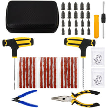 Load image into Gallery viewer, Car Tire Repair Tool Kit Studding Set Auto Bike Puncture Plug Garage Needle Nose Pliers Vacuum Film Nail Screws W/ Storage Case
