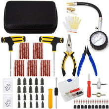 Load image into Gallery viewer, Car Tire Repair Tool Kit Studding Set Auto Bike Puncture Plug Garage Needle Nose Pliers Vacuum Film Nail Screws W/ Storage Case
