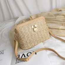 Load image into Gallery viewer, Casual Chains Straw Bucket Bags Women Summer Messenger Bag Rattan Bags Beach Lady Travel Purses and Handbags Shoulder Bag
