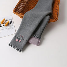 Load image into Gallery viewer, Children Winter Pants Leggings For Girls Cartoon Bow Berber Fleece Warm Thick Skinny Pants 3-12 Years Kids Trousers Clothes
