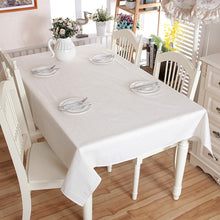Load image into Gallery viewer, Christmas Linen Cotton Thicken Solid Tablecloth White Lace Hem Splice Washable Coffee Dinner Table Cloth for Wedding Banquet
