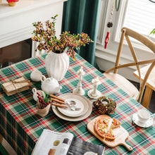 Load image into Gallery viewer, Christmas Tablecloth Scottish Green Plaid Table Cloth Rectangular Household Table Cloth Photo High-quality Cotton Tablecloth
