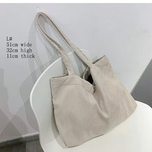 Load image into Gallery viewer, Corduroy Bag Handbags for Women Shoulder Bags Female Soft Environmental Storage Reusable Girls Small and Large Shopper Totes Bag

