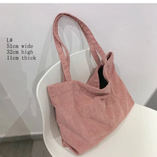 Load image into Gallery viewer, Corduroy Bag Handbags for Women Shoulder Bags Female Soft Environmental Storage Reusable Girls Small and Large Shopper Totes Bag
