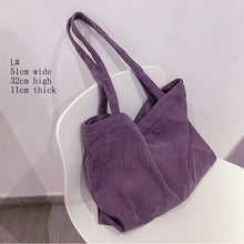 Load image into Gallery viewer, Corduroy Bag Handbags for Women Shoulder Bags Female Soft Environmental Storage Reusable Girls Small and Large Shopper Totes Bag
