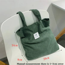 Load image into Gallery viewer, Corduroy Bag Handbags for Women Shoulder Bags Female Soft Environmental Storage Reusable Girls Small and Large Shopper Totes Bag
