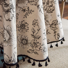 Load image into Gallery viewer, Cotton Linen Table Cloth Round Tablecloth with Tassel Dust-Proof Floral Circular Table Cover for Kitchen Dinning Tabletop Decor
