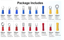 Load image into Gallery viewer, Crimp Spade Terminal Assorted Electrical Wire Cable Connector Kit Crimp Spade Insulated Ring Fork Spade Butt Set
