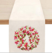 Load image into Gallery viewer, Cute Natural Jute Burlap Easter bunny flower eggs cow printed Table Runner table flag cloth cover tablecloth party home decor
