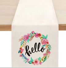 Load image into Gallery viewer, Cute Natural Jute Burlap Easter bunny flower eggs cow printed Table Runner table flag cloth cover tablecloth party home decor
