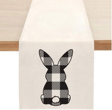 Load image into Gallery viewer, Cute Natural Jute Burlap Easter bunny flower eggs cow printed Table Runner table flag cloth cover tablecloth party home decor
