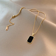Load image into Gallery viewer, 316L Stainless Steel Minimalist Rectangular Pendant Korean Black Epoxy Women's Gold Necklace Exquisite Long Jewelry Gift
