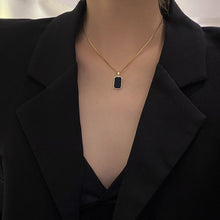 Load image into Gallery viewer, 316L Stainless Steel Minimalist Rectangular Pendant Korean Black Epoxy Women's Gold Necklace Exquisite Long Jewelry Gift
