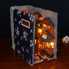 Load image into Gallery viewer, DIY Wooden Japanese Store Book Nook Shelf Insert Kits Miniature Dollhouse with Furniture Cherry Blossoms Bookends Toys Gifts
