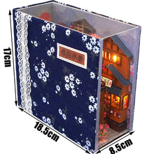 Load image into Gallery viewer, DIY Wooden Japanese Store Book Nook Shelf Insert Kits Miniature Dollhouse with Furniture Cherry Blossoms Bookends Toys Gifts
