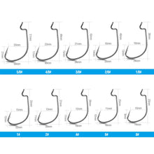 Load image into Gallery viewer, Fishhook 50pcs/ Box Wide Crank Offset Fishing Hooks Carbon Steel Carp Fishhook For Soft Worm Lure 5/0#-1# Bass Barbed Fishing Hooks
