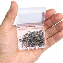 Load image into Gallery viewer, Fishhook 50pcs/ Box Wide Crank Offset Fishing Hooks Carbon Steel Carp Fishhook For Soft Worm Lure 5/0#-1# Bass Barbed Fishing Hooks
