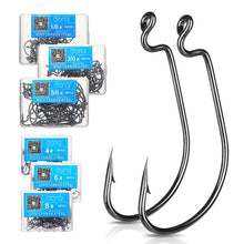 Load image into Gallery viewer, Fishhook 50pcs/ Box Wide Crank Offset Fishing Hooks Carbon Steel Carp Fishhook For Soft Worm Lure 5/0#-1# Bass Barbed Fishing Hooks
