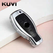 Load image into Gallery viewer, Diamond Zinc Alloy Leather Car Key Bag Case Cover Key Holder For Mercedes Benz W203 W210 W211 W124 W202 W204 AMG Accessories
