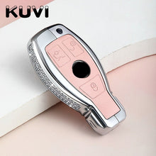 Load image into Gallery viewer, Diamond Zinc Alloy Leather Car Key Bag Case Cover Key Holder For Mercedes Benz W203 W210 W211 W124 W202 W204 AMG Accessories
