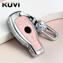 Load image into Gallery viewer, Diamond Zinc Alloy Leather Car Key Bag Case Cover Key Holder For Mercedes Benz W203 W210 W211 W124 W202 W204 AMG Accessories
