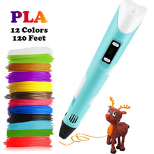 Load image into Gallery viewer, Dikale 3D Pen LED Screen DIY 3D Printing Pen PLA Filament Creative Toy Gift For Kids Design Drawing 3D Printer Pen Drawing Stift
