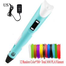 Load image into Gallery viewer, Dikale 3D Pen LED Screen DIY 3D Printing Pen PLA Filament Creative Toy Gift For Kids Design Drawing 3D Printer Pen Drawing Stift

