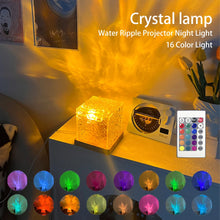 Load image into Gallery viewer, Dynamische Roterende Waterrimpel Projector Nachtlampje 3/16 Kleuren Vlam Kristallen Lamp Voor Woonkamer Studeerkamer Slaapkamer Roterend Licht
