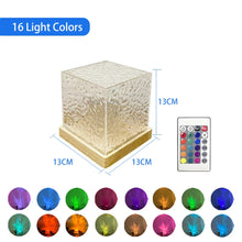 Load image into Gallery viewer, Dynamische Roterende Waterrimpel Projector Nachtlampje 3/16 Kleuren Vlam Kristallen Lamp Voor Woonkamer Studeerkamer Slaapkamer Roterend Licht
