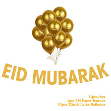 Load image into Gallery viewer, Eid Mubarak Banner Bunting Balloons Plates Napkins Tablecloth Kareem Ramadan Decoration Muslim Islamic Festival Party Supplies
