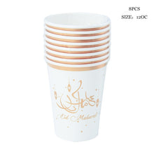 Load image into Gallery viewer, Eid Mubarak Banner Bunting Balloons Plates Napkins Tablecloth Kareem Ramadan Decoration Muslim Islamic Festival Party Supplies
