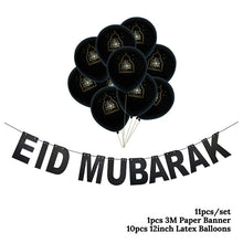 Load image into Gallery viewer, Eid Mubarak Banner Bunting Balloons Plates Napkins Tablecloth Kareem Ramadan Decoration Muslim Islamic Festival Party Supplies
