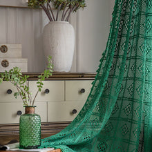 Load image into Gallery viewer, Home Decor Bedroom Lace Curtain Translucent Retro Hollow Crochet Hook Farmhouse Floor Curtains for Living Room
