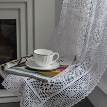 Load image into Gallery viewer, Home Decor Bedroom Lace Curtain Translucent Retro Hollow Crochet Hook Farmhouse Floor Curtains for Living Room
