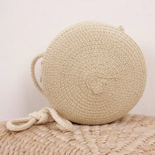 Load image into Gallery viewer, Handmade Straw Bag Women Girl Round Straw Handbag Summer Beach Bag Rattan Woven Shoulder Bags Handbag Knit Accessories
