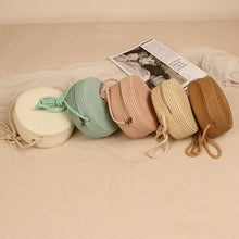 Load image into Gallery viewer, Handmade Straw Bag Women Girl Round Straw Handbag Summer Beach Bag Rattan Woven Shoulder Bags Handbag Knit Accessories
