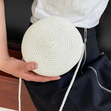 Load image into Gallery viewer, Handmade Straw Bag Women Girl Round Straw Handbag Summer Beach Bag Rattan Woven Shoulder Bags Handbag Knit Accessories
