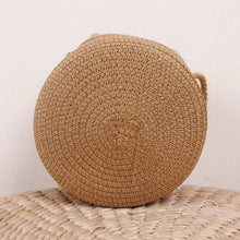 Load image into Gallery viewer, Handmade Straw Bag Women Girl Round Straw Handbag Summer Beach Bag Rattan Woven Shoulder Bags Handbag Knit Accessories
