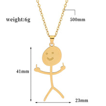 Load image into Gallery viewer, Fashion Hip Hop Fxck You Funny Doodle Pendant Necklace For Man Woman Stickman Middle Finger Rock Punk Necklace Party Jewelry
