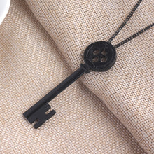 Load image into Gallery viewer, Fashion Personality Halloween Metal Coraline Key Skeleton Props Neil Gaiman Retro Black Treasure Chest Key Necklace

