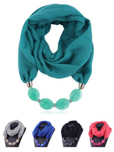 Load image into Gallery viewer, Fashion Scarf Ethnic Cotton Linen Solid Collar Tassel Gorgeous Beaded Pendants Jewelry Necklace Scarf Women Shawl Scarves
