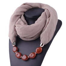 Load image into Gallery viewer, Fashion Scarf Ethnic Cotton Linen Solid Collar Tassel Gorgeous Beaded Pendants Jewelry Necklace Scarf Women Shawl Scarves
