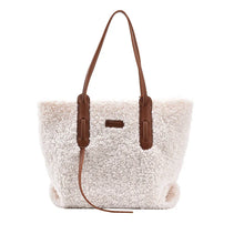 Load image into Gallery viewer, Fashionable Lambswool Plush Shoulder Bag Women Designer Faux Fur Large Capacity Handbags Woman Winter Fluffy Shopping Tote Purse
