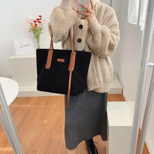 Load image into Gallery viewer, Fashionable Lambswool Plush Shoulder Bag Women Designer Faux Fur Large Capacity Handbags Woman Winter Fluffy Shopping Tote Purse
